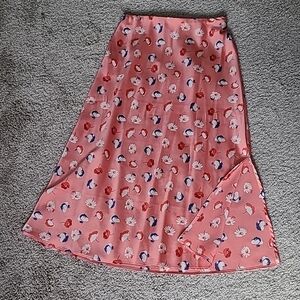 Peach Silky Slit Midi Pull-on Skirt PXXS